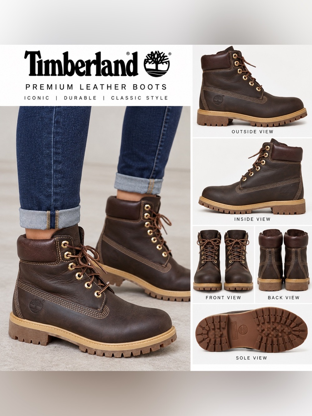 Authentic Timberland Heritage 6-Inch Premium Waterproof Boots in Dark Brown Burn